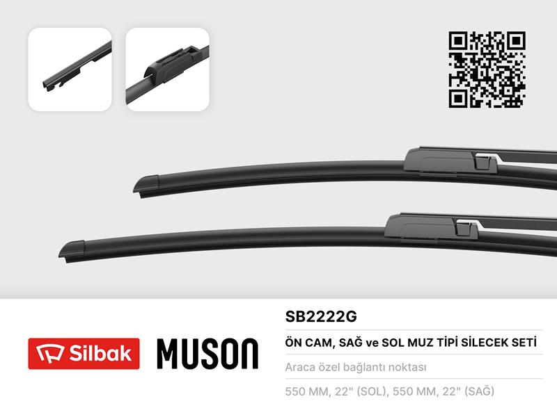 SILBAK SB2222G Silecek Süpürgesi 550/550mm Muz Tipi Audi A6 04/05>