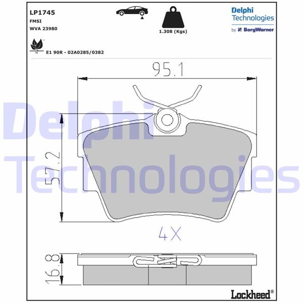 DELPHI LP1745 Arka Fren Balatasi Renault Trafic Ii 06> Trafic Iii 15> Opel Vivaro A 06> Vivaro B 15>