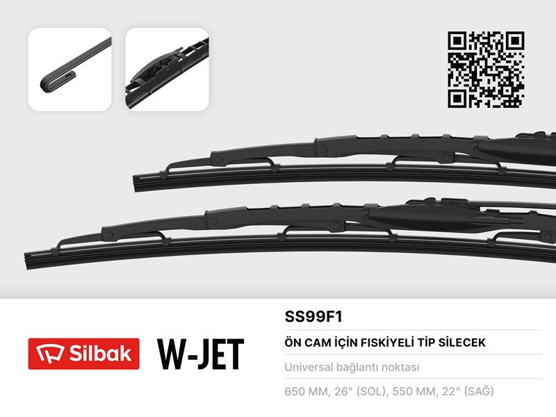 SILBAK SS99F1 Silecek Süpürgesi 650 550mm Metal Tip Fiskiyeli Silecek Mercedes Vito 95-03