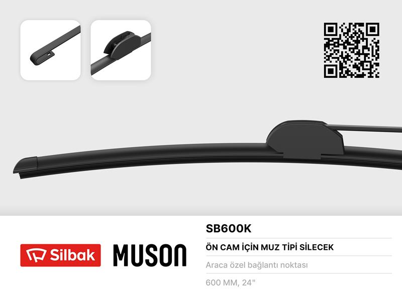 SILBAK SB600K Silecek Süpürgesi 600mm Muz Tipi Daf Cf65/75/85 F65/75/85 Man F2000 Mercedenz Benz