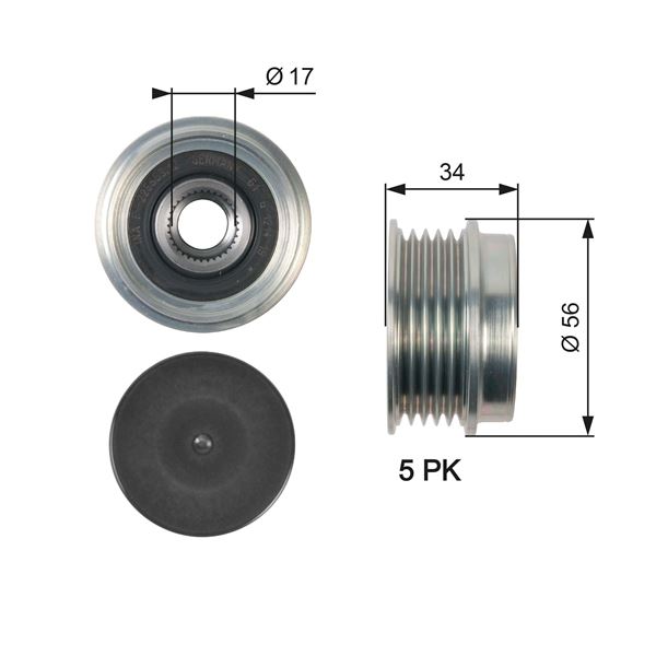 GATES OAP7127 Alternatör Kasnaği Volvo S40 2.4 T5 04-12 C30 2.4 T5 06-12 C70 2.4 T5 06-09 V40 13 > V50 07>