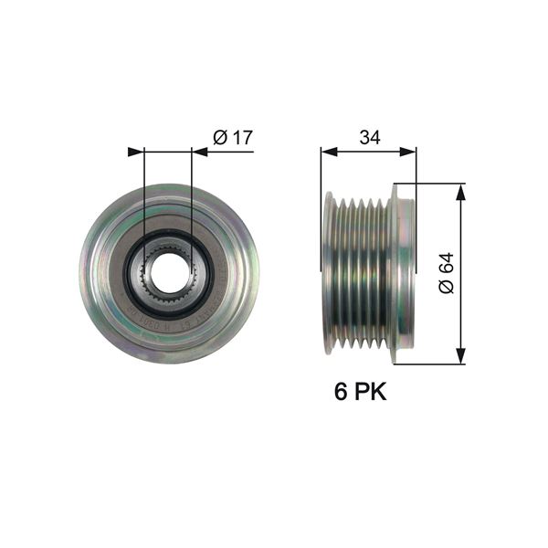GATES OAP7167 Alternatör Kasnaği Ford Mondeo 2.0 07-15 Smax 2.0 06-14 Volvo S80 2.0 08-12 V70 2.0 07-11