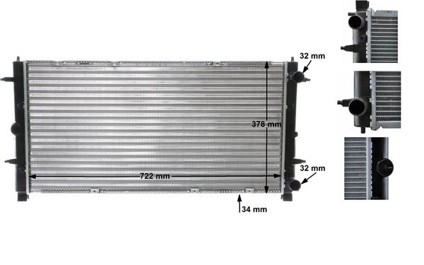 MAHLE CR398000S Radyatör Transporter T4 2.4-2.5 Tdi Ac Klimasiz Mek Otom 719x346x34