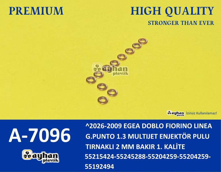 AYHAN A7096 Enjektör Pulu Tirnakli 2mm Bakir Doblo-Fiorino-Linea-G.Punto-Egea 1.3 Mtj 2009-2026