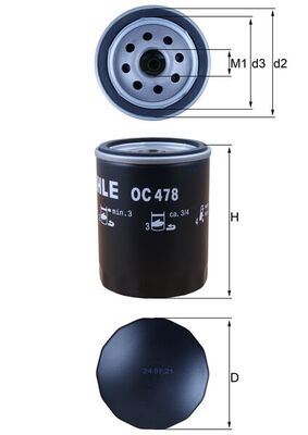 MAHLE OC478 Yağ Filtresi Toyota Auris Corolla 1.4l 1ndtv Nde120 Nde150 02-09 / Yaris 1.4l 1ndtv Nlp90 06-09 / Hi Lux 2.5l 2kdftv Kun15 Kun25 Kun26 Vigo 05-15 / 2.4l 2gdftv Gun125 Revo 15-> - Kısa Tip