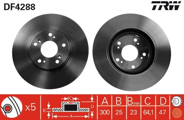 MGA-50487 Fren Disk Ön Hava Kanalli 300-5 ( Honda  Civic Vii Hb 01 - 05 2.0 Type-R )