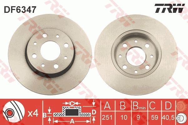 TRW DF6347 Fren Diski Arka Alfa Romeo Mito 08 > 1.3 Mtj 1.4 Tb 1.6 Jtd