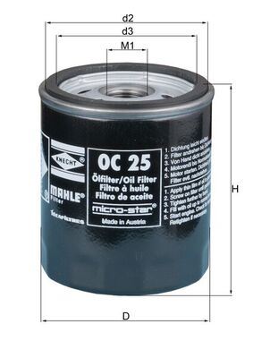 MAHLE OC25 Yag Filtresi Bmw E30 E34 M20