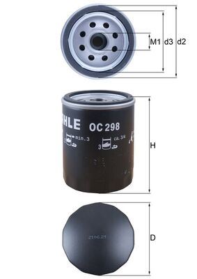 MAHLE OC298 Yag Filtresi 10p Discovery 2 L318 Td5 98>04