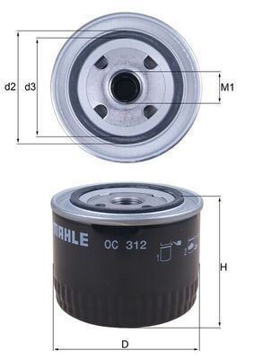 MAHLE OC312 Yag Filtresi Freelander I L314 2.0 Di 98>00 Freelander I Soft Top L314 2.0 D 98>06