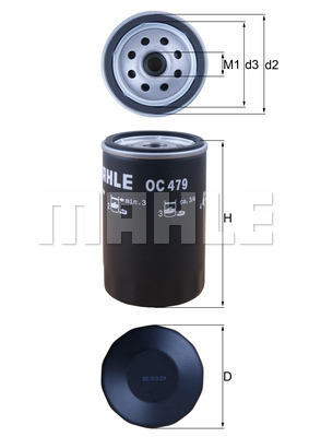 MAHLE OC479 Yağ Filtresi Ford Escort/Focus/Mondeo/Mazda 1.25-1.4-1.6 Benzin Uzun Tip Eski Model