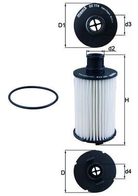 MAHLE OX774D Yag Filtresi Discovery 4 L319 13>18 Range Rover 3 L322 09>18 Range Rover Sport 2 L494 13>19 Velar L5 60 17> Jaguar F-Type X152 12> Xj X351 09> Xf I X250 09>15 Xk Ii X150 09>14