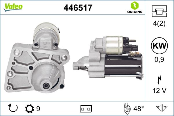 VALEO 446517 Marş Motoru Komple P208 12>19 P308 09>21 P508 10>18 P2008 13>18 Rzc 10>15 C3 09> C4 08>16 C5 09>16 Ds3 09>15 Ds4-Ds5 11>15 1.2-1.4-1.6 Vti-Thp Mini R56