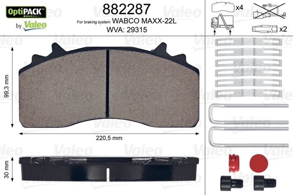 VALEO 882287 Disk Fren Balatasi Optipack Ön Arka Mercedes-Benz Antos- Arocs- Econic 2