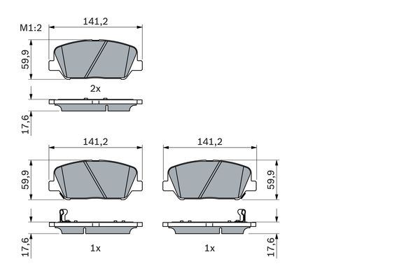 BOSCH 0986494979 Disk Balata Genesis 2.0 T Coupe 09.2010 - 08.2016; Genesis 2.0 T Coupe 11.2011 - 08.2016; Genesis 3.