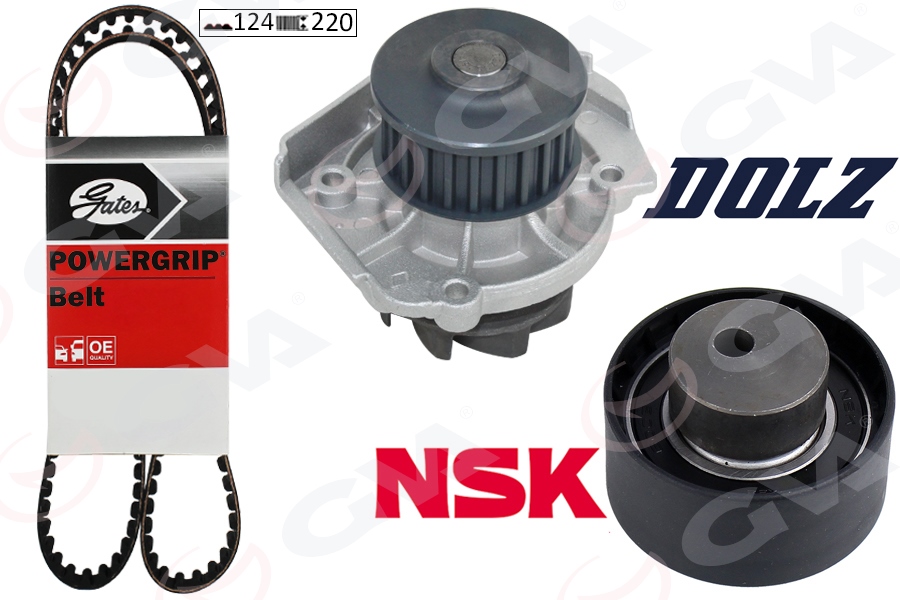 GVA 59WPK2915 Devirdaimli Eksantrik Gergi Kiti 124x220 Brava 1.2 16v-Bravo I-Ii 1.2 -1.4-Doblo 1.4-Linea-Palio 1.2 Marea
