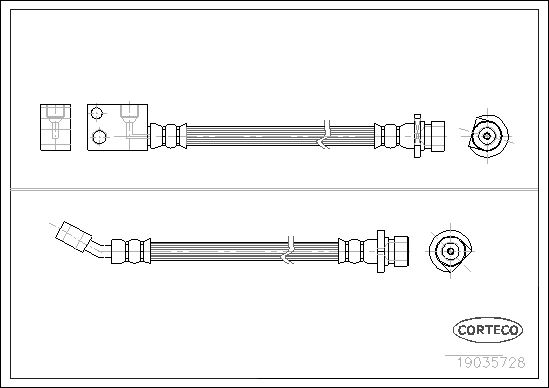 CORTECO 19035728 Fren Hortumu Arka Sol Honda Civic 1.8l R18a Fk2 Kasa 06-11 / 1.4l L13z1 Fk1 Kasa 09 ->