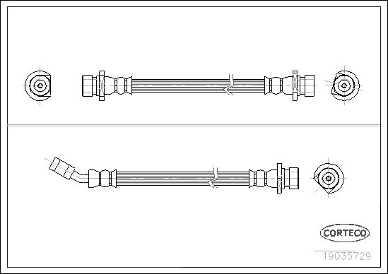 CORTECO 19035729 Fren Hortumu Arka Sağ Honda Civic 1.8l R18a Fk2 Kasa 06-11 / 1.4l L13z1 Fk1 Kasa 09 ->
