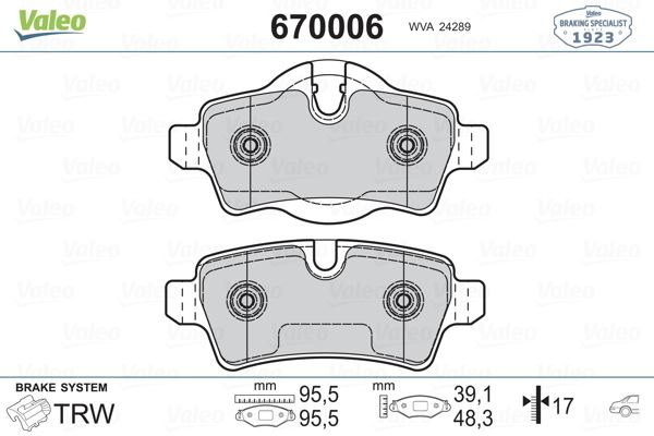 VALEO 670006 Fren Balatasi Arka Mini R55 R56 R57 R58 R59