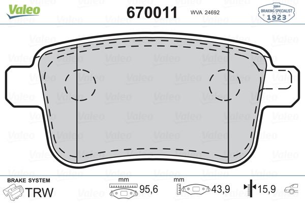 VALEO 670011 Fren Balatasi Arka Mercedes Citan W415 12> . Renault Kangoo Ii 09>