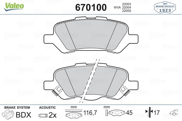 VALEO 670100 Arka Balata Toyota Venza 08>