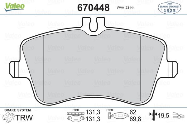 VALEO 670448 Fren Balatasi On Mercedes W202 W203 Cl203 C209 R171