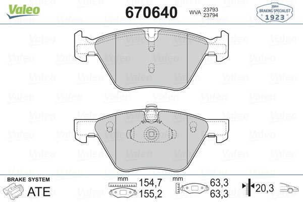 VALEO 670640 Fren Balatasi On Bmw E60 E61 E90 E91 E92 E93 E84 E89