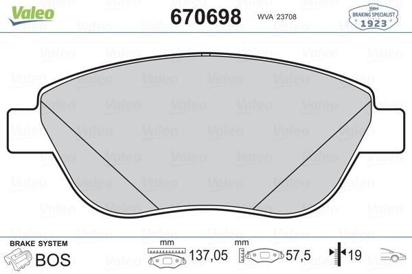 VALEO 670698 Ön Balata Doblo 1.3-1.9 Jtd 07>G.Punto 1.3 Mjt 05>Stilo 05>Linea-Bravo 07>Idea 1.3 05>Gdb1878 Fişsiz