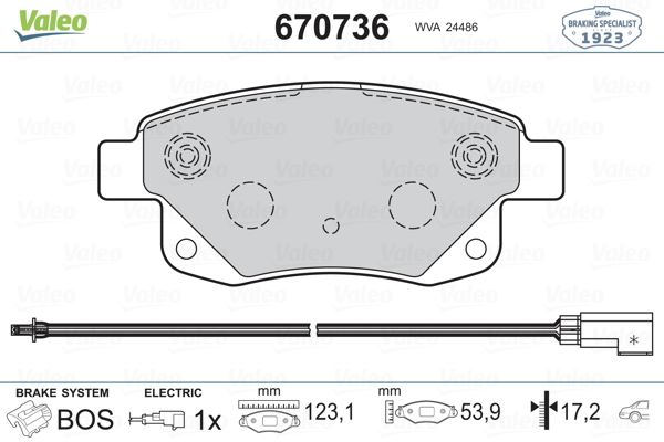 VALEO 670736 Arka Fren Balatasi Transit V347-V348 06>11 Fisli