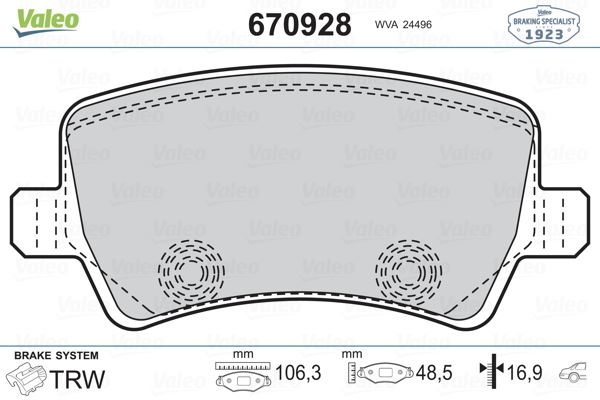 VALEO 670928 Fren Balatasi Arka Ford S-Max 09> Galaxy Iii 06> . Volvo S60 10> S80 06> V60 V70 06> Xc60 08> Xc70 0 6> . Land Rover Freelander Ii L359 Range Rover Evoque L538