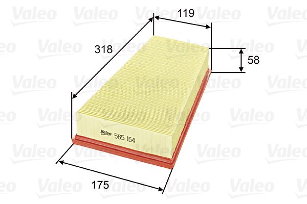 VALEO 585164 Hava Filtresi Peugeot P306 97>02 Citroen Xsara 96>00 1.8-2.0 İ 16v Benzin Büyük Üçgen-Yamuk Filtre