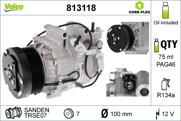 VALEO 813118 Klima Kompresörü Honda Civic 1.6l R16a2 Fd6 Kasa 06-12 / 1.8l R18a2 Fd7 Fk2 Kasa 06-12