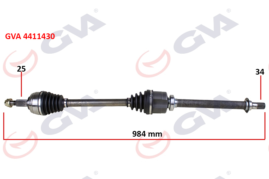 GVA 4411430 Komple Aks Sağ Renault Fluence 09- Megane Iv 1.5 Dci 6 Vites Auto. 984mm