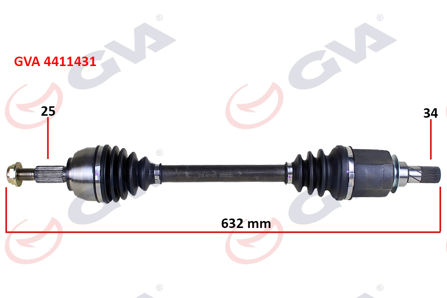 GVA 4411431 Komple Aks Sol Renault Fluence 09- Megane Iv 1.5 Dci 6 Vites Auto. 632mm