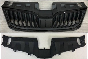 PRO-A 290823 On Panjur Parlak Cerceve Ust Plastik Birlikte Parlak Siyah Komple Octavia 2018-2021