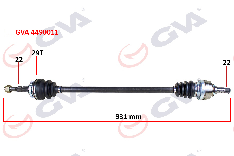 GVA 4490011 Komple Aks Sağ Corsa B 1.2i 16v 93-00 Abs Li 926mm 29diş