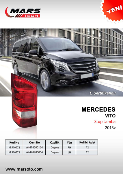 MARS 510973 Stop Lambasi Sol Mercedes Vito W447 14> Duysuz