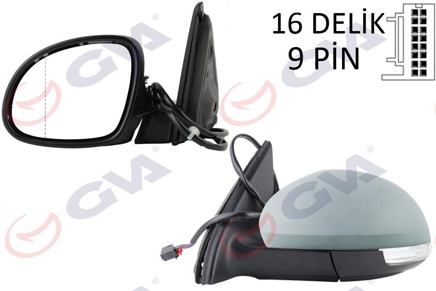 GVA 1075621 Diş Dikiz Aynasi Sol Tiguan 09> Elektrikli Isitmali Katlanir Ç.Aydinlatmali Sinyalli Astarli Asferik Vm-383nebal