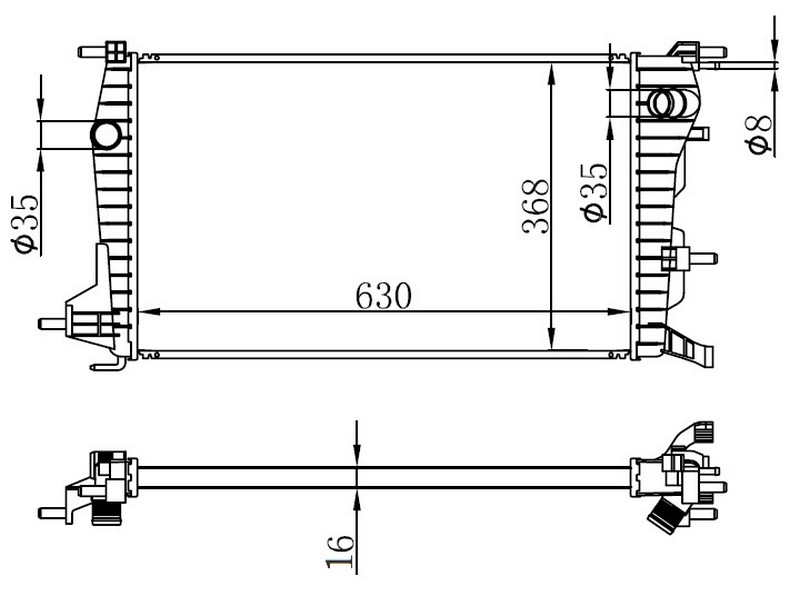 ORIS BRN063016 Radyatör Brazing Fluence 1.5 Dci Mek 630x368x16
