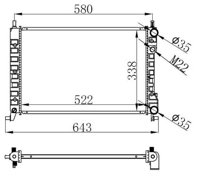 ORIS BFI003016 Radyatör Brazing Palio-Albea-Strada 96>1.2-1.4-1.6 16v Klimasiz Mek 522x359x23
