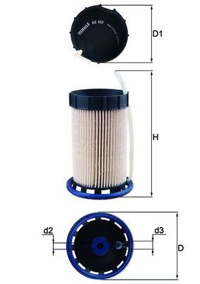 MAHLE KX492 Yakit Filtresi Arteon 17>Golf Vii 13>Jetta 15>Tiguan 16>Touran 16>Ateca 16>Kodiaq 17>Octavia 13> Su Ayirticisi İle