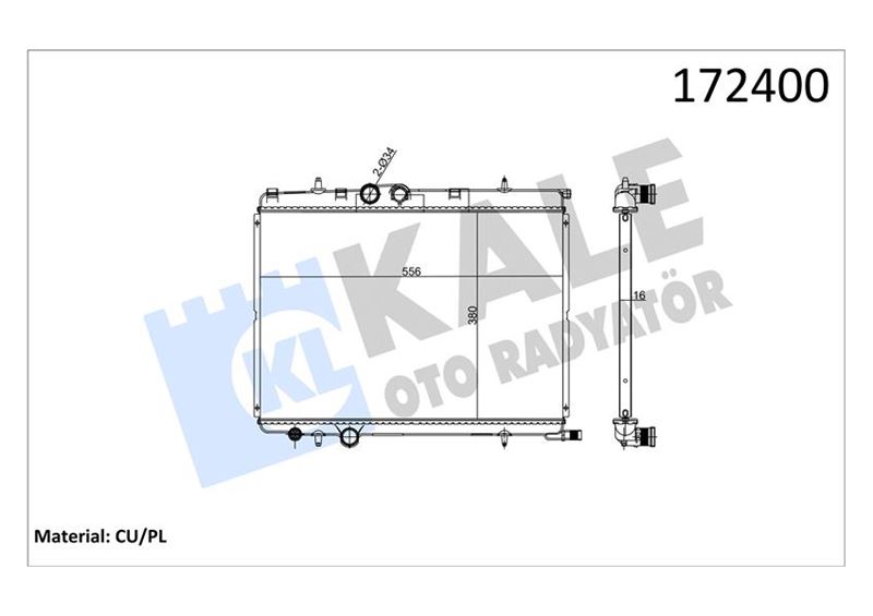 KLR-2017181PA Su Radyatoru 1 Sira Cu+Pl  (Peugeot  Xsara 1,6i/1,8i   )