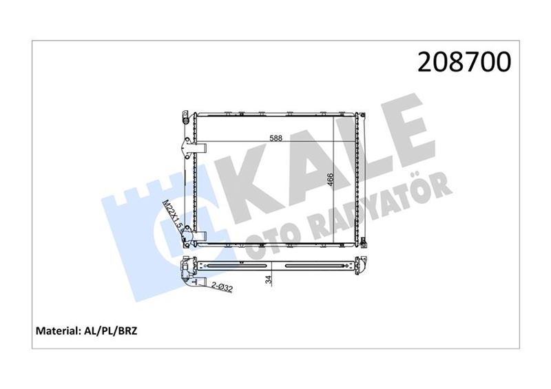 KALE 0537371AB Radyatör Al/Pl/Brz Safrane 2.1/2.2/2.5 Tdi