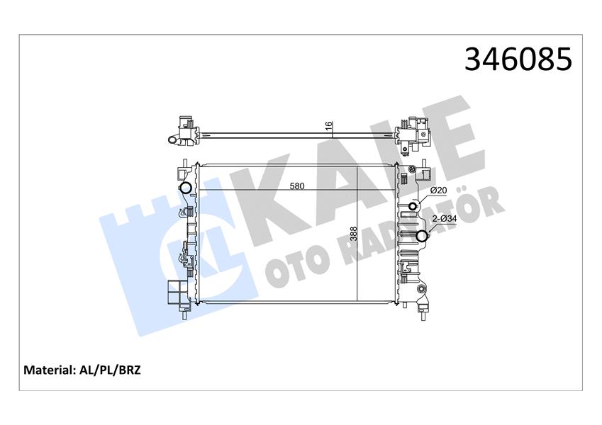 KALE 346085 Radyatör A16xer Manuel Şanzuman Mokka Al/Pl/Brz Aveo