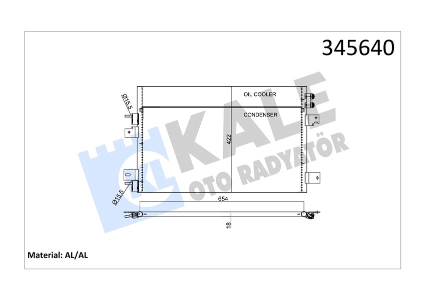 KALE 345640 Kondenser Al/Al Sebring-Dodge Avenger-Jeep Compass-Patriot
