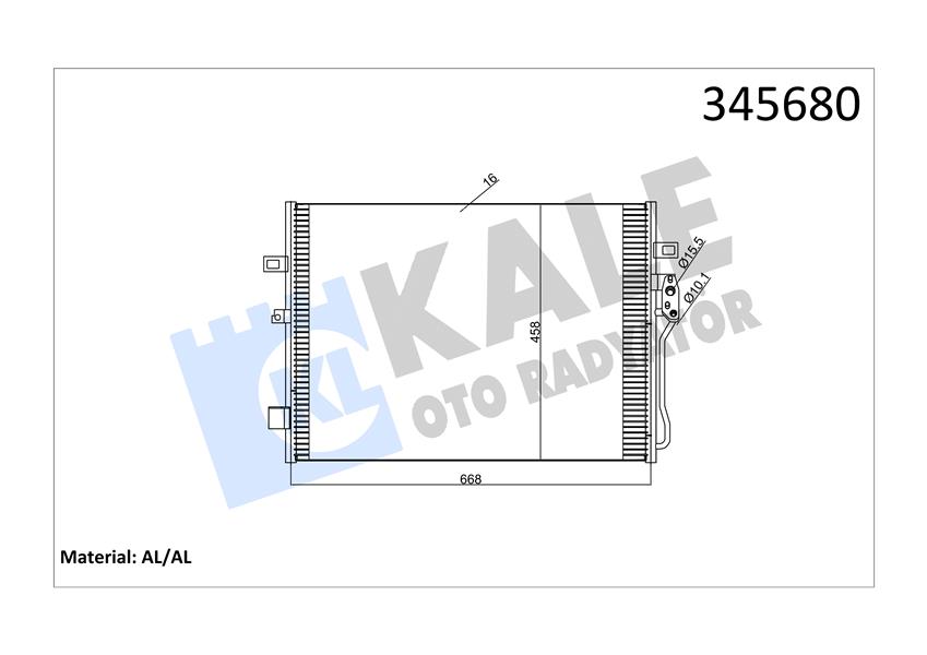 KALE 345680 Klima Radyatörü Kondenser Fiat Freemont 11>15 2.0 Jtd