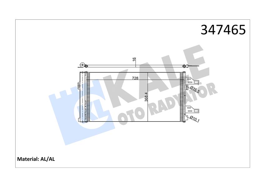 KALE 347465 Klima Radyatörü Kondansatör Peugeot Boxer 06> Citroen Jumper 06> Fiat Ducato 06> 2.0-2.2 Hdi Al/Pl /Brz