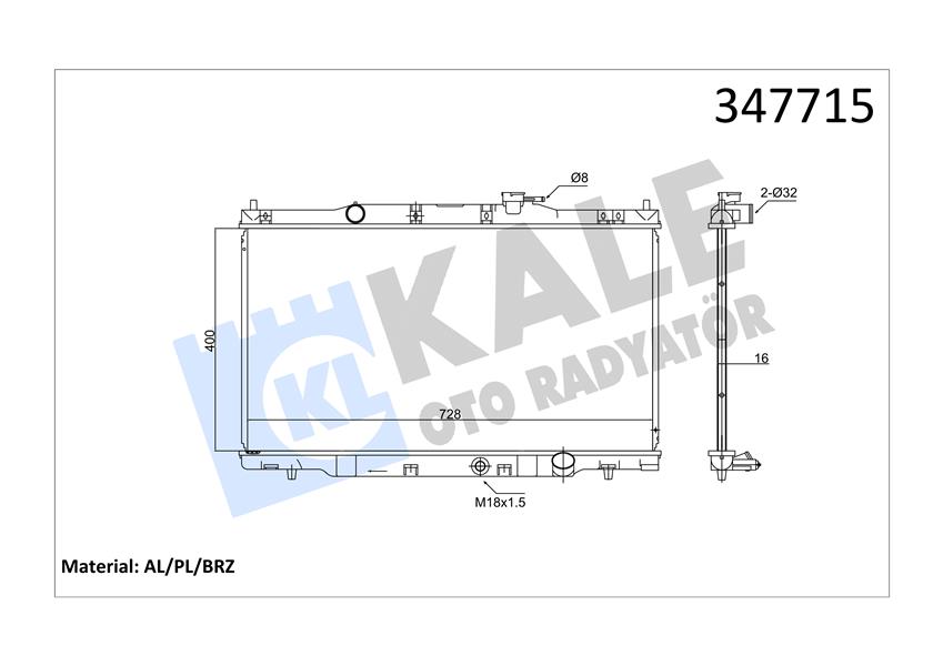 MGA-80356 Su Radyatoru Brazing Honda Crv 2002-2007 (Mt)