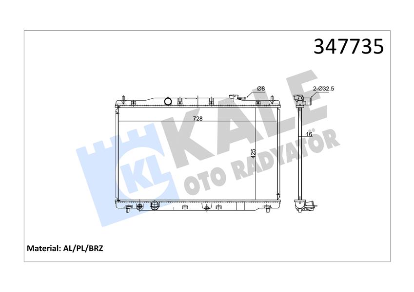 KLR-347735 Su Radyatoru (Honda  Crv 2.0 I-Vtec 16v 12/ 16mm  Manuel  )