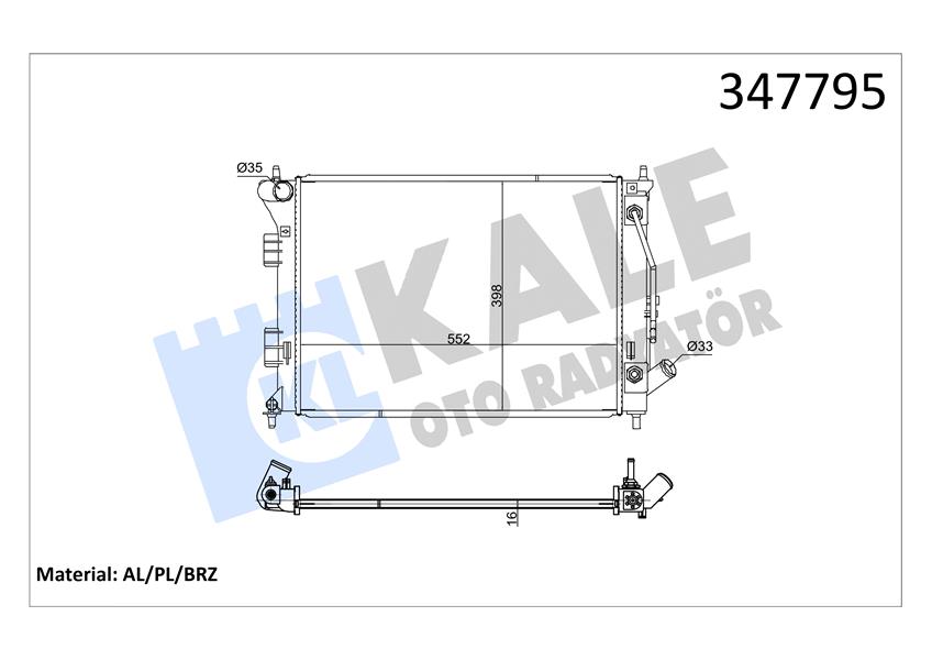 KLR-347795 Motor Su Radyatoru Hyundai I30 1.6 2012-/ Kia Ceed 1.6 2012-/ Otomatik